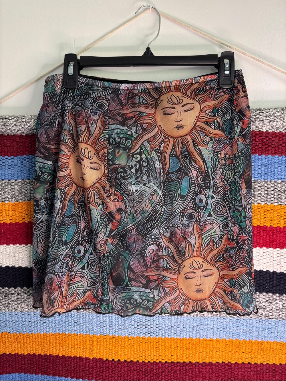 Bohemian Sun Print Mini Skirt - Multicolor Large
